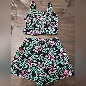 NWOT Women's No Boundaries Black and Green Patterned Set